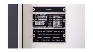 Studer A80 1/2" 2-Track Tape Machine Serial Badge