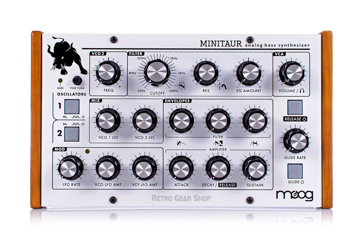 Moog Minitaur Limited Edition White + Wood Cheeks + Box – Retro 