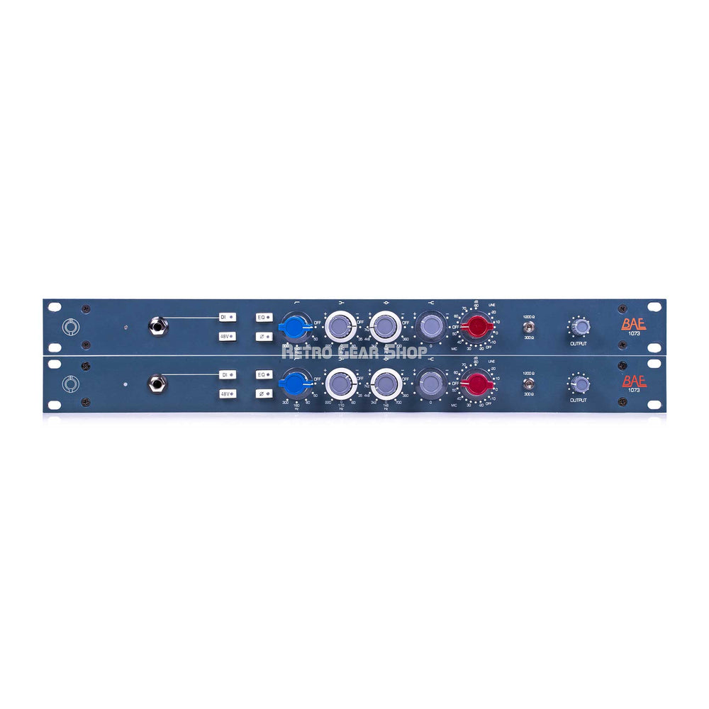 BAE 1073 Stereo Pair Microphone Preamp & EQ with Power Supply 1U 19" Rackmount Pair