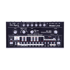 Dinsync RE-303 Black & Silver Roland TB-303 Clone Bass Line Analog Synthesizer with Red LED