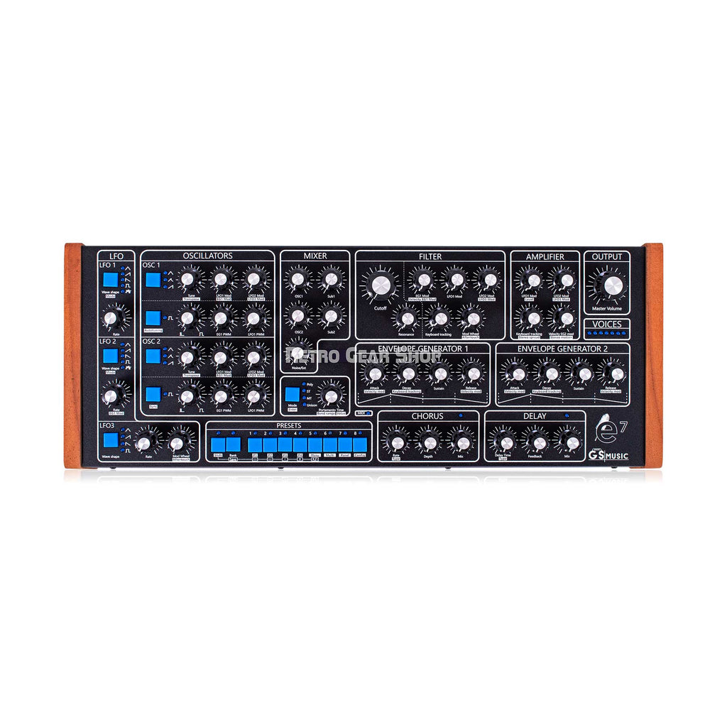 GS Music E7 Black/Blue Synthesizer Polyphonic Analog Synth Desktop Module