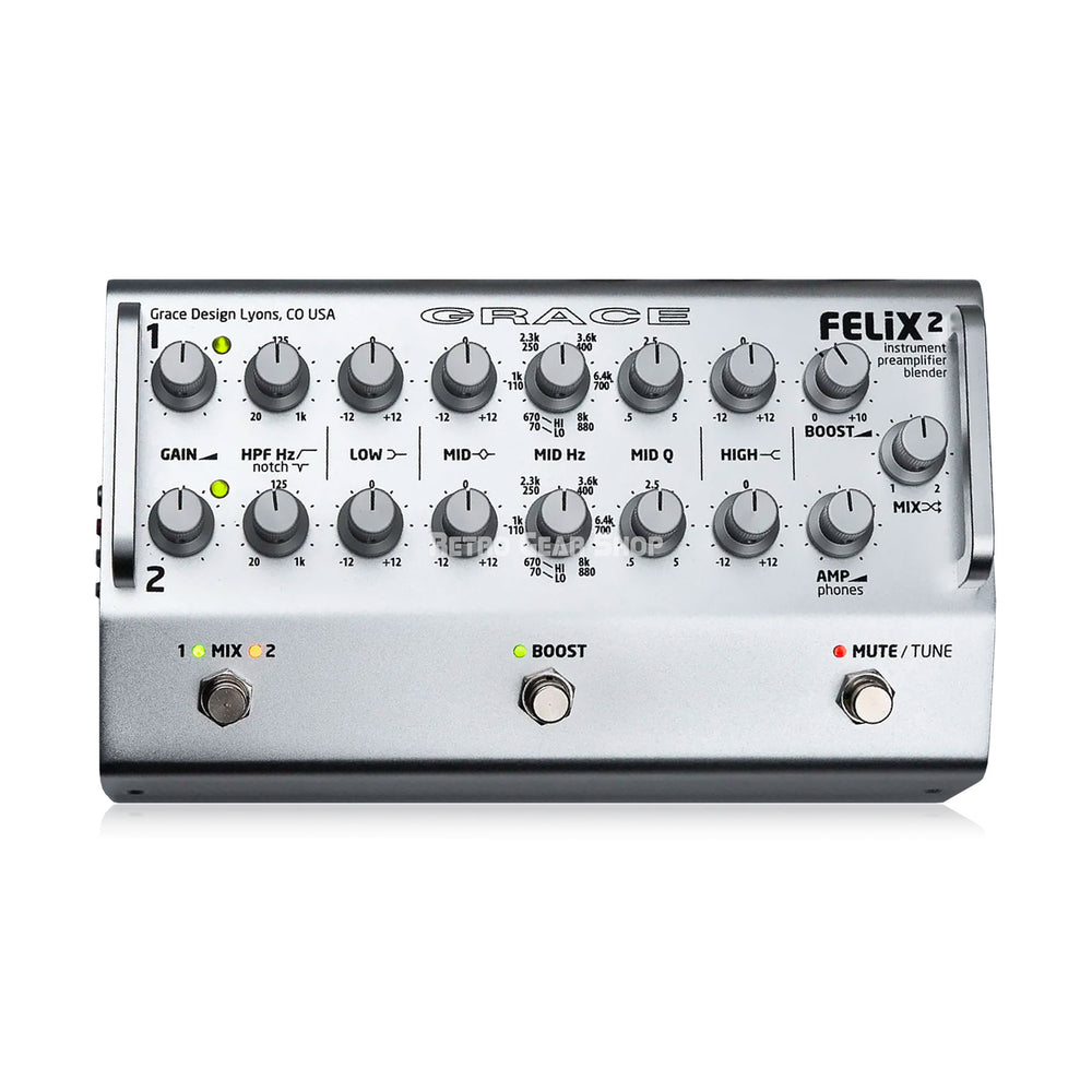 Grace Design FELiX2 Silver Studio Quality 2 Channel Acoustic Preamp / EQ / DI