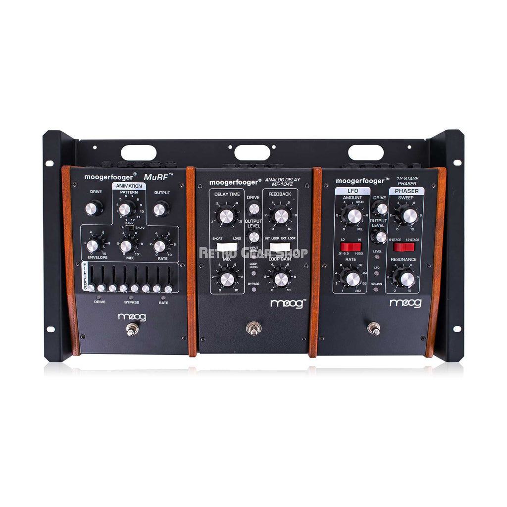 Moog Moogerfooger MF-105M MIDI MuRF, MF-104Z Analog Delay and MF-103 12-Stage Phaser Bundle in 19" Rack