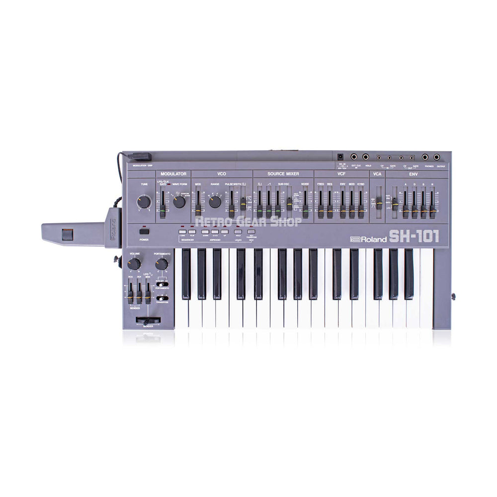 Roland SH-101 with MG-1 Mod-Grip and Leather Strap