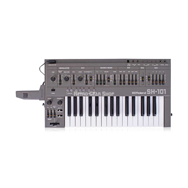 Roland SH-101 Vintage Analog Monophonic Synthesizer with MG-1 Mod Grip and Original Carry Bag