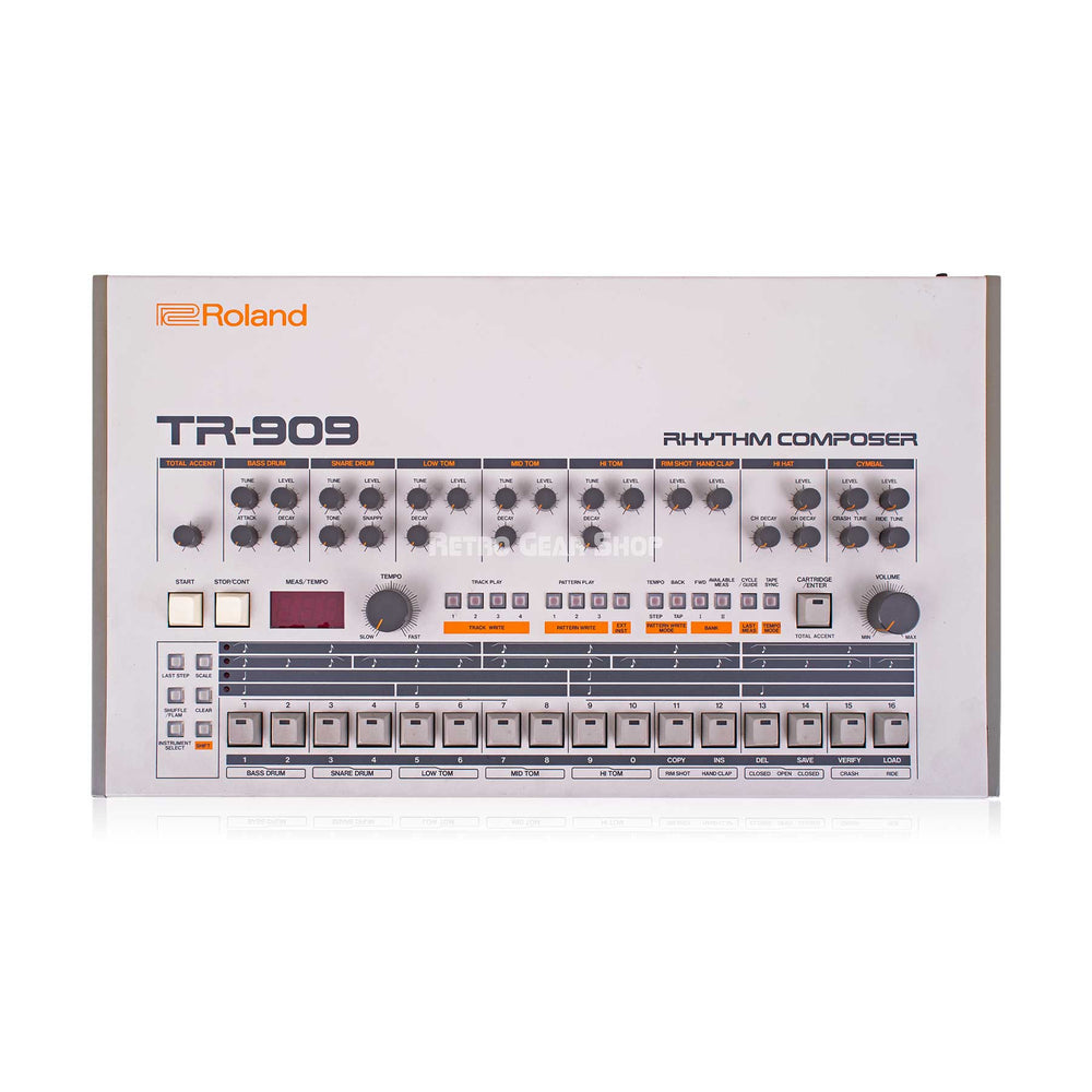 Roland TR-909 Rhythm Composer Electronic Drum Machine + M-16C + Dust Cover
