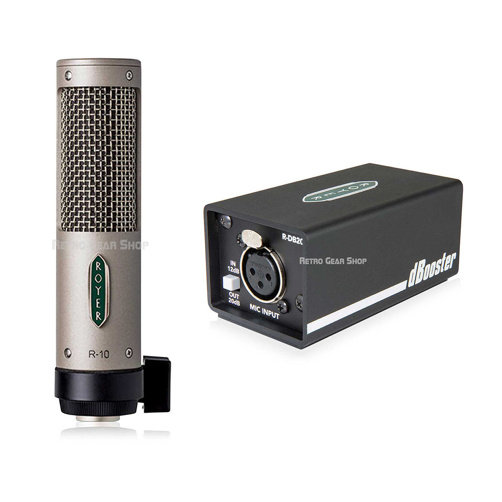 Royer Labs R-10 Studio / Live Ribbon Microphone with dBooster In-Line Signal Booster Bundle
