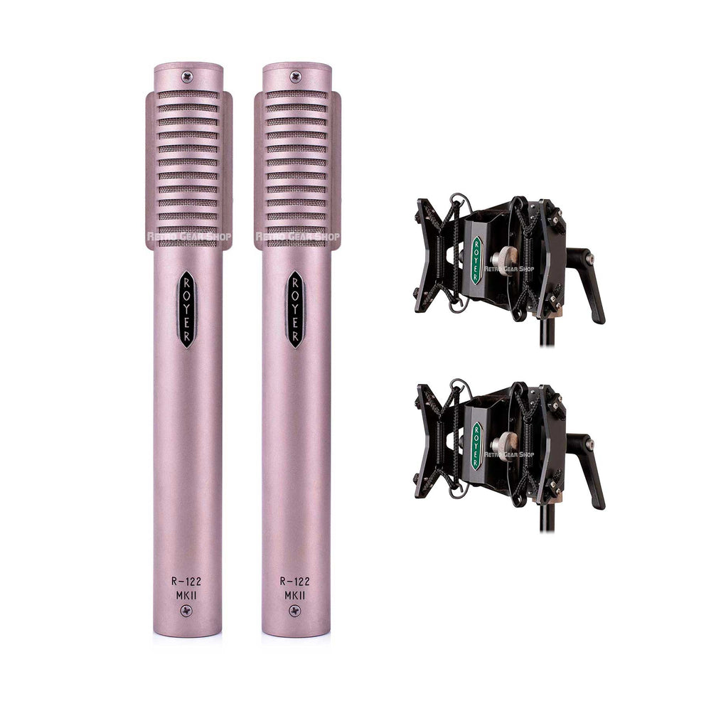 Royer Labs R-122 MKII Pair Active Ribbon Microphone with RSM-SS1 Sling-Shock Microphone Shockmount Bundle