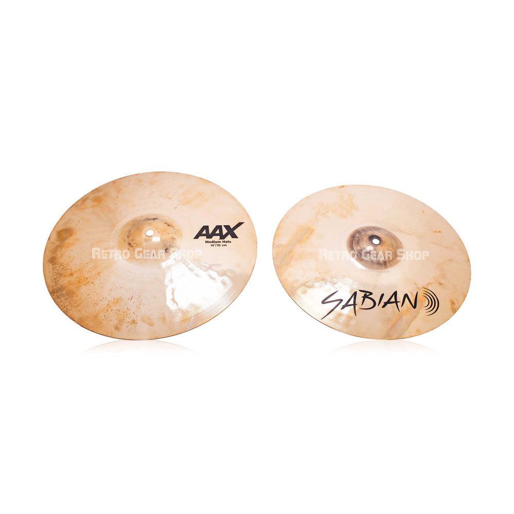 Sabian 14" AAX Medium Hi-Hats Cymbals Pair Brilliant Finish Set Top + Bottom