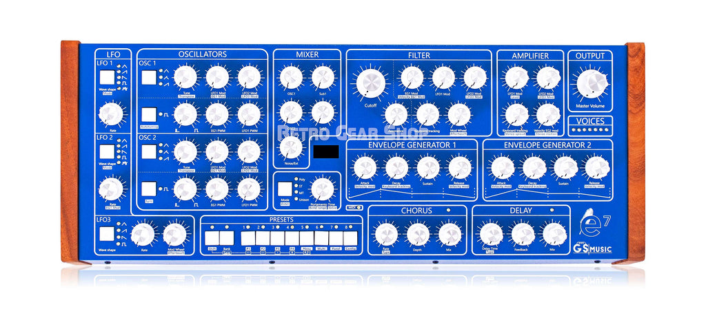 GS Music E7 Blue/White Synthesizer Polyphonic Analog Desktop Module– Retro Gear Shop