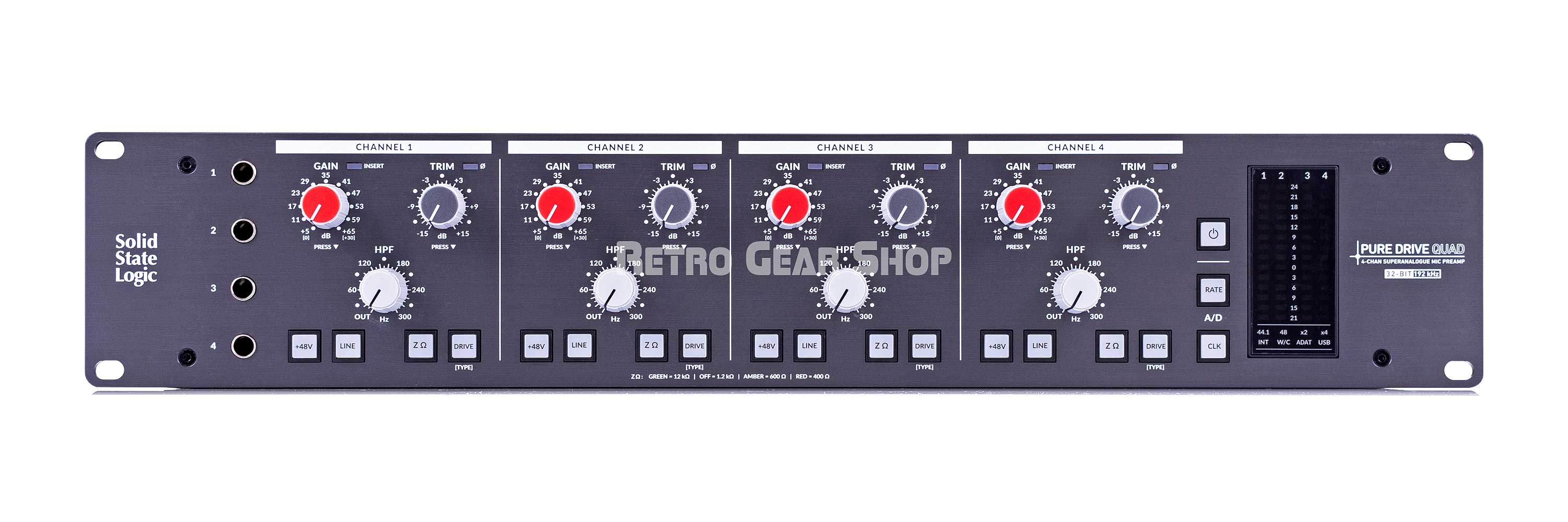 SSL Pure Drive Quad Microphone Preamp 4-Channel Superanalogue