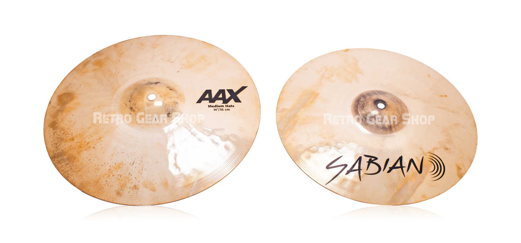 Sabian 14" AAX Medium Hi-Hats Cymbals Pair Brilliant Finish Top