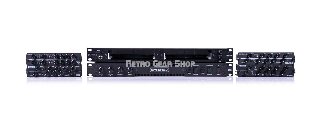 Synergy Bundle SYN-2 SYN-5050 Killer Kali Friedman BE-DLX Peavey 6505 Soldano SLO II Preamp Modules Rackmount Tube Guitar Amp Front