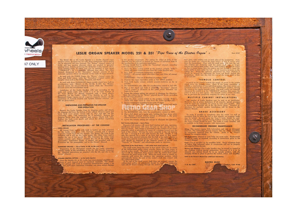 Hammond A100 Organ with Leslie 147 Badge