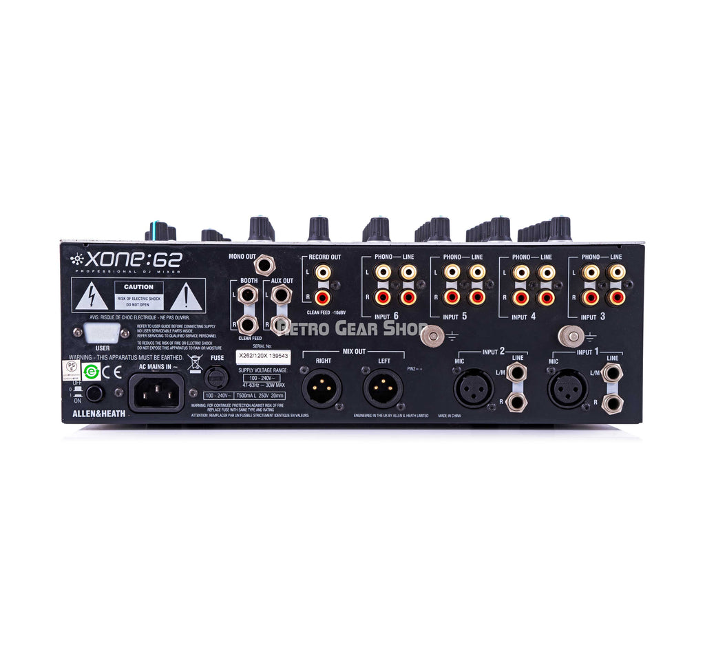 Allen & Heath Xone 62 Analogue DJ Mixer Rear