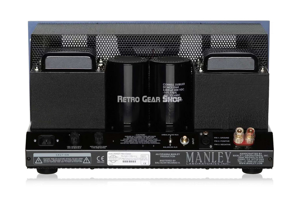 Manley Laboratories Neo-Classic Monoblock Power Amplifier 250W Blue Rear