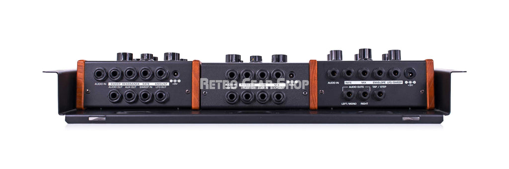 Moog Moogerfooger MF-105M MIDI MuRF, MF-104Z Analog Delay and MF-103 12-Stage Phaser Bundle in 19" Rack Rear