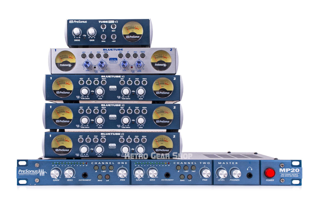 PreSonus Preamp Bundle MP20, BlueTube DP V2, BlueTube DP and TubePre V2 Front