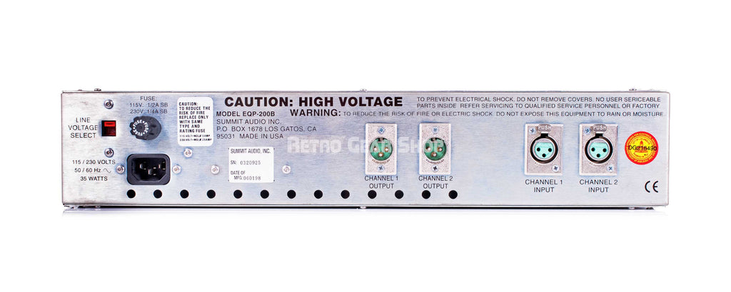 Summit Audio EQP-200B Rear