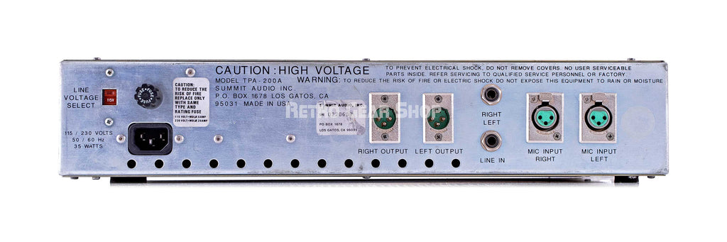 Summit Audio TPA-200A Rear