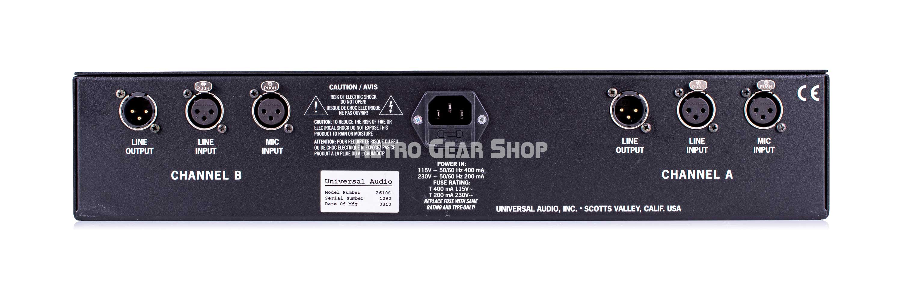 Universal Audio 2-610 UA Dual Channel Tube Preamplifier Mic Preamp