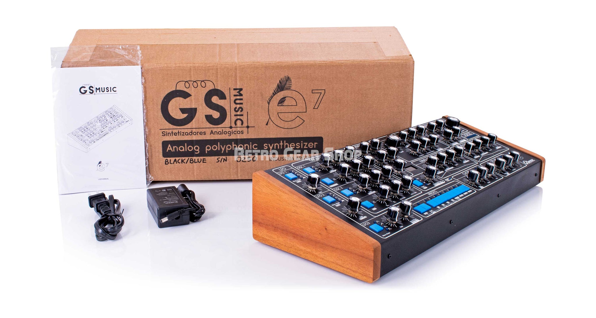 GS Music E7 Black/Blue Top Left Box Cables