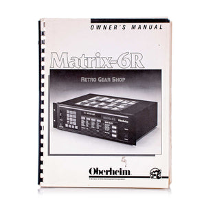 Oberheim Matrix 6R Owner's Manual