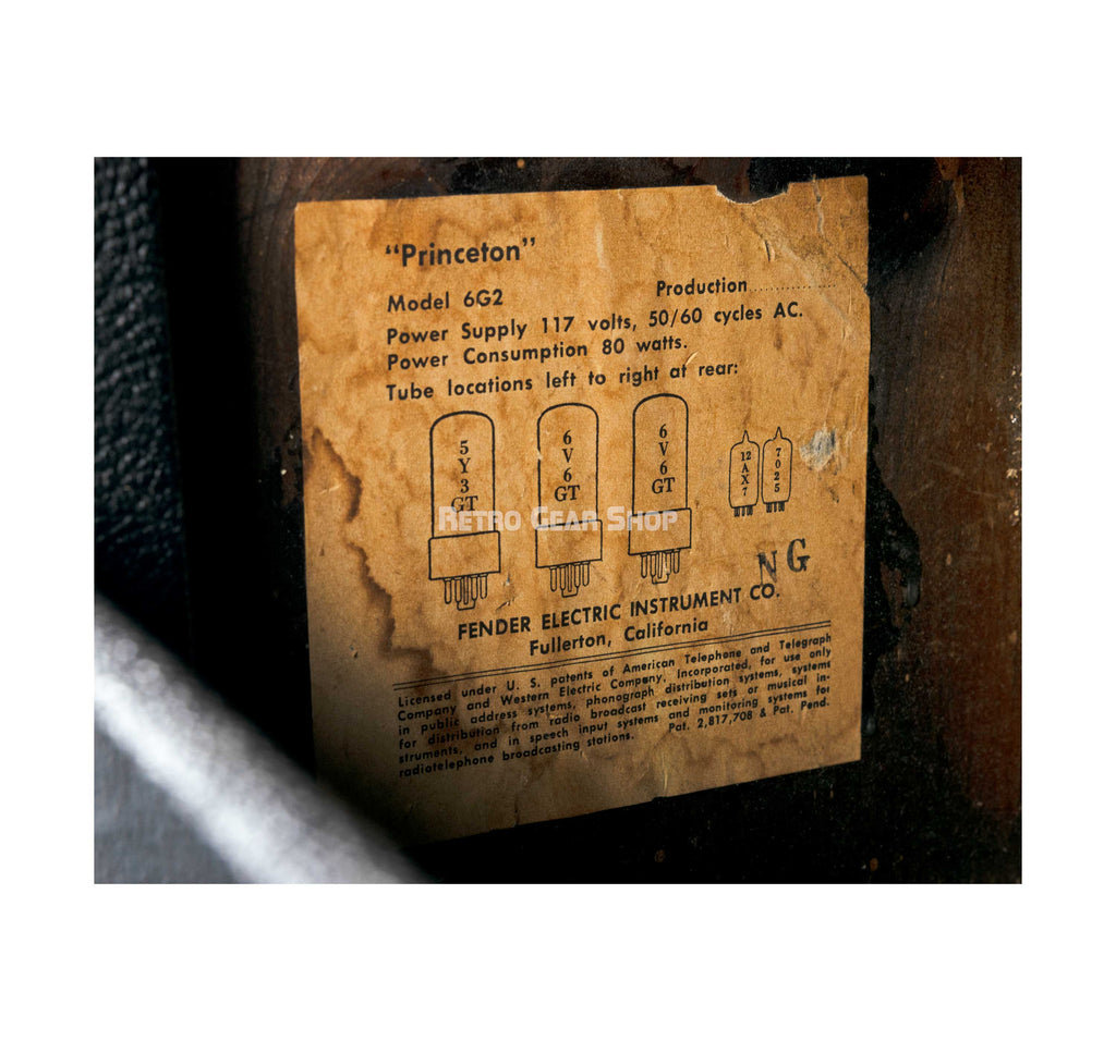 Fender Princeton Tuxedo 1964 Label