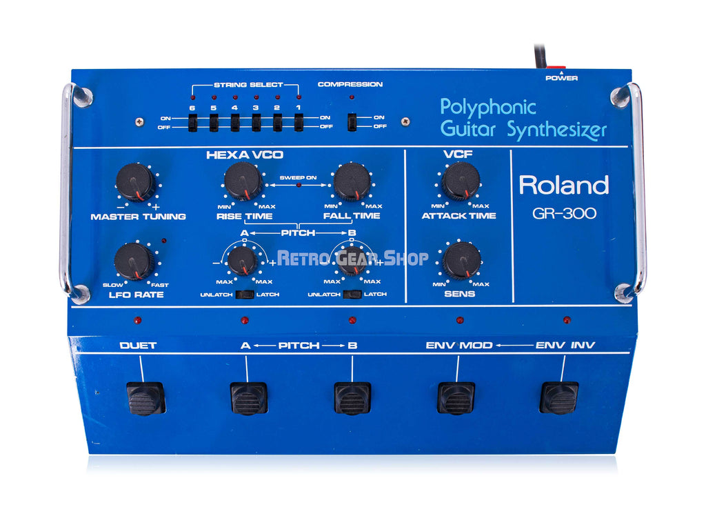 Roland GR-303 Guitar Synth Controller with GR-300 Analog Guitar Synthesizer Top