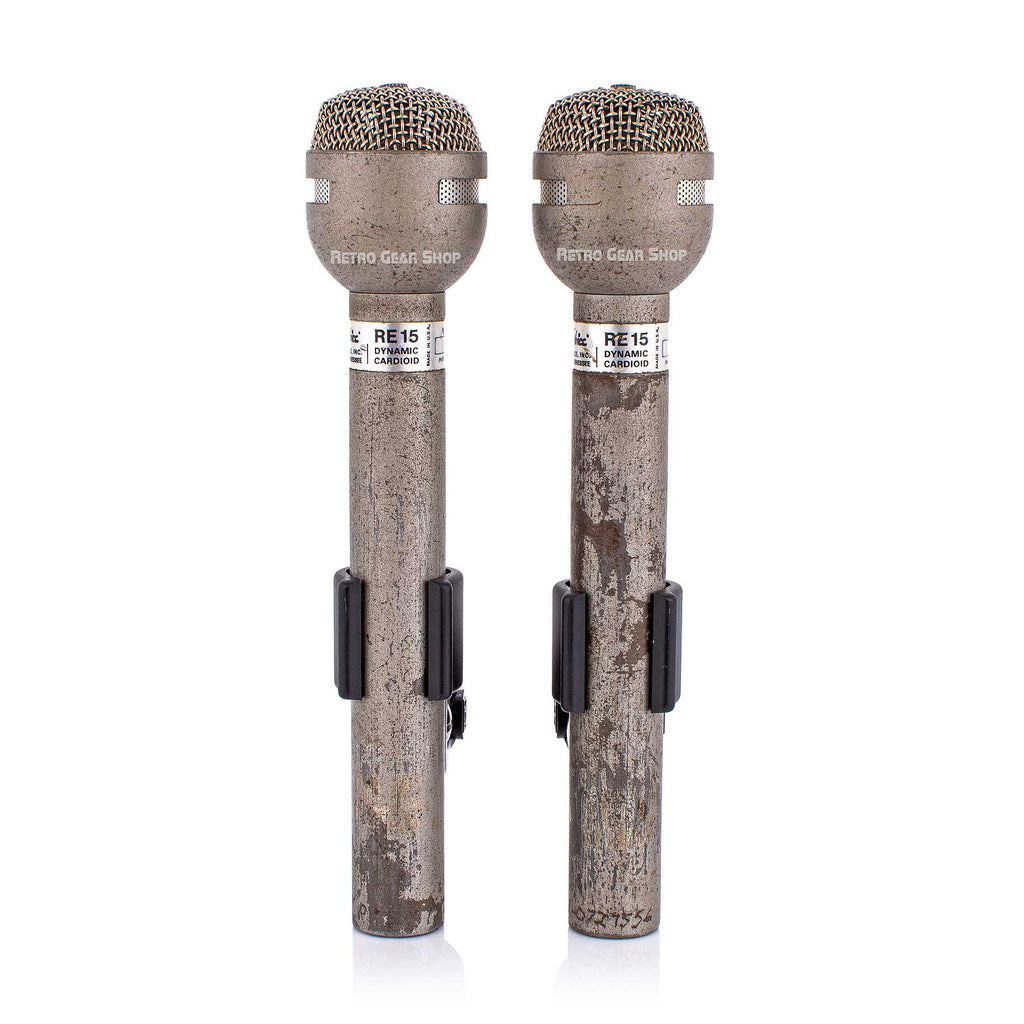 Electro Voice EV RE-15 Stereo Pair Dynamic Cardioid Microphone Vintage Rare Mic