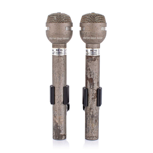 Electro Voice EV RE-15 Stereo Pair Dynamic Cardioid Microphone Vintage Rare Mic