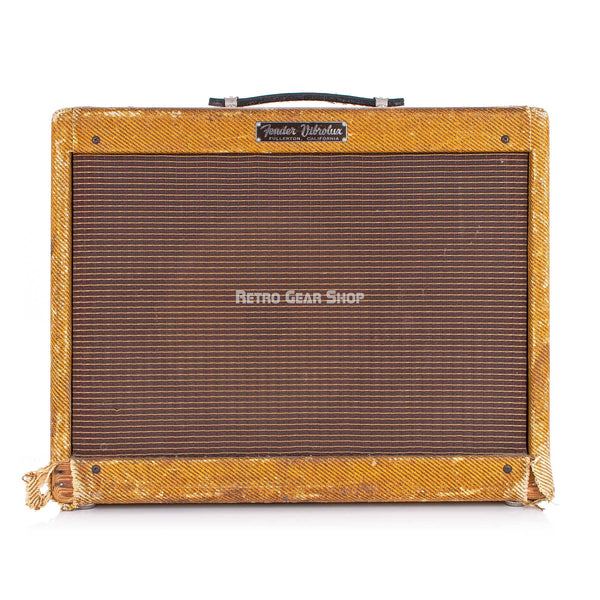 Fender Vibrolux Tweed Deluxe New Handle Tube Combo Guitar Amplifier Rattan Grill Vintage Rare
