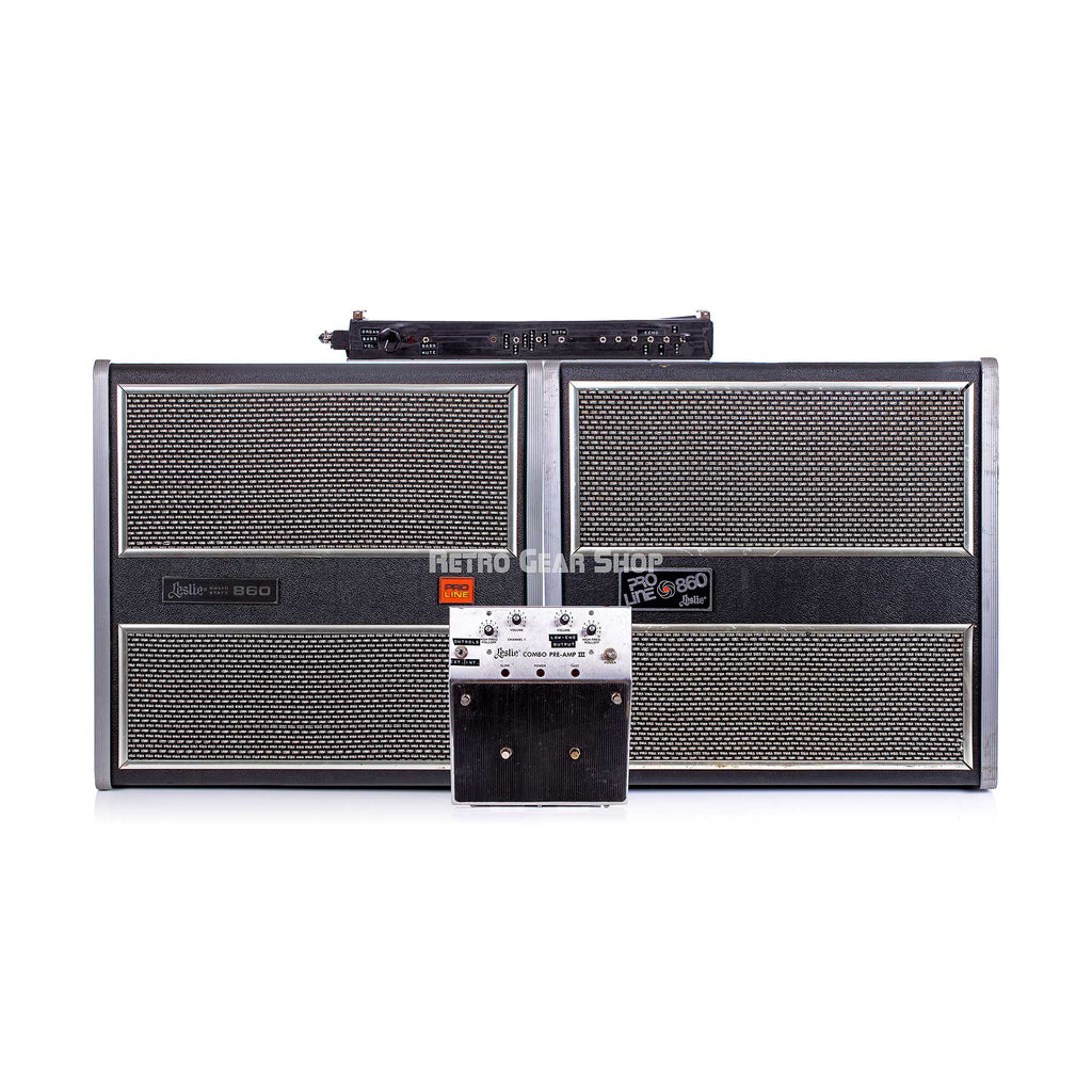 Leslie Proline Model 860 Speaker Amplifier Combo Pre-amp III + Remote Set Pair Vintage Rare