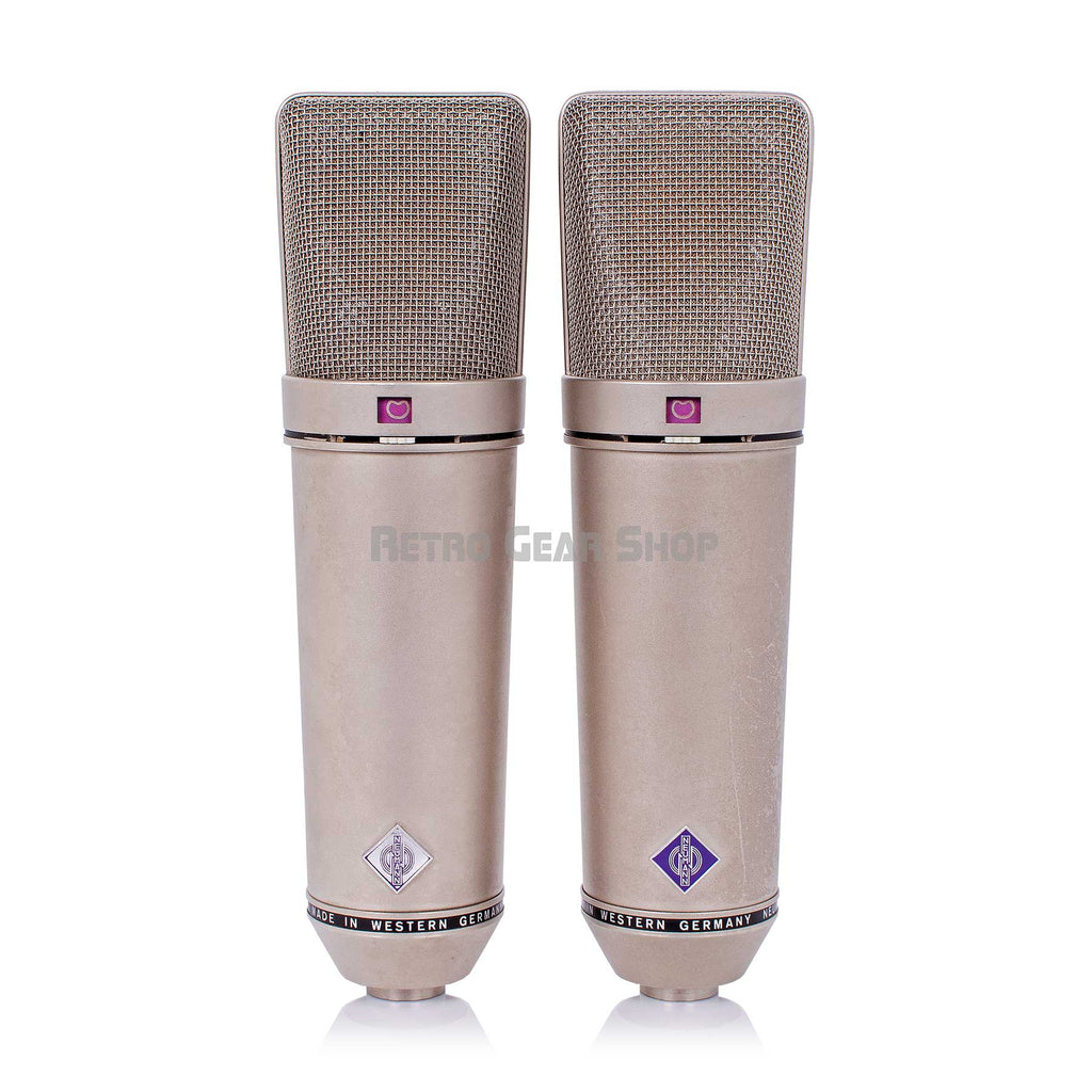 Neumann U87 Sequential Pair Large Diaphragm Multipattern Condenser Microphone Vintage Rare