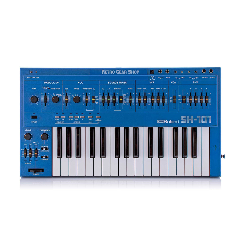 Roland SH-101 Blue + MG-1 Mod Grip Serviced + Cover + Strap Analog