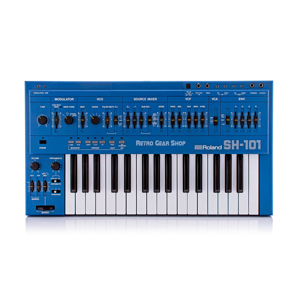 Roland SH-101 Blue + MG-1 Mod Grip Serviced + Cover + Strap Analog Synthesizer Rare Vintage Synth SH101