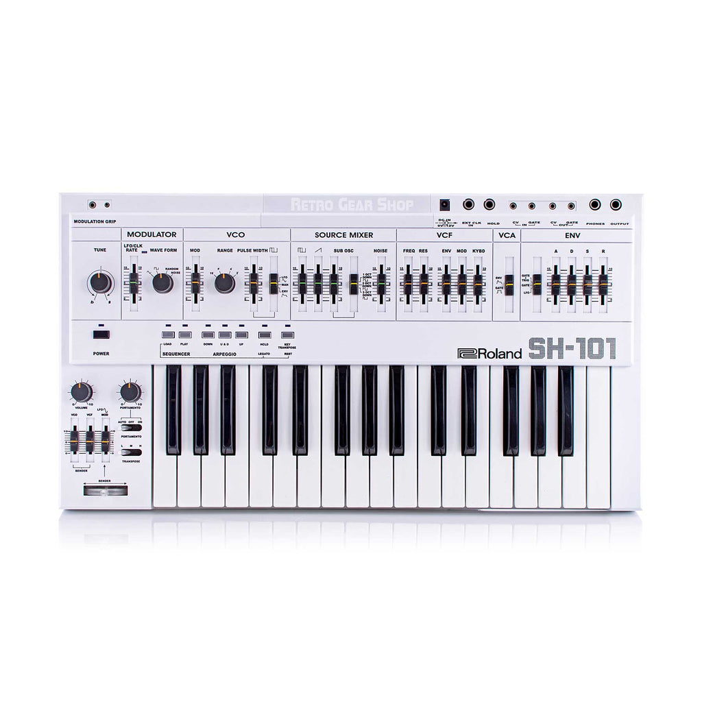 Roland SH-101 Custom White + Cover Rare Vintage Analog Synthesizer SH101 Synth