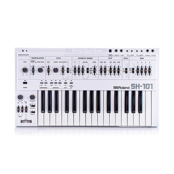 Roland SH-101 Custom White + Cover Rare Vintage Analog Synthesizer SH101 Synth