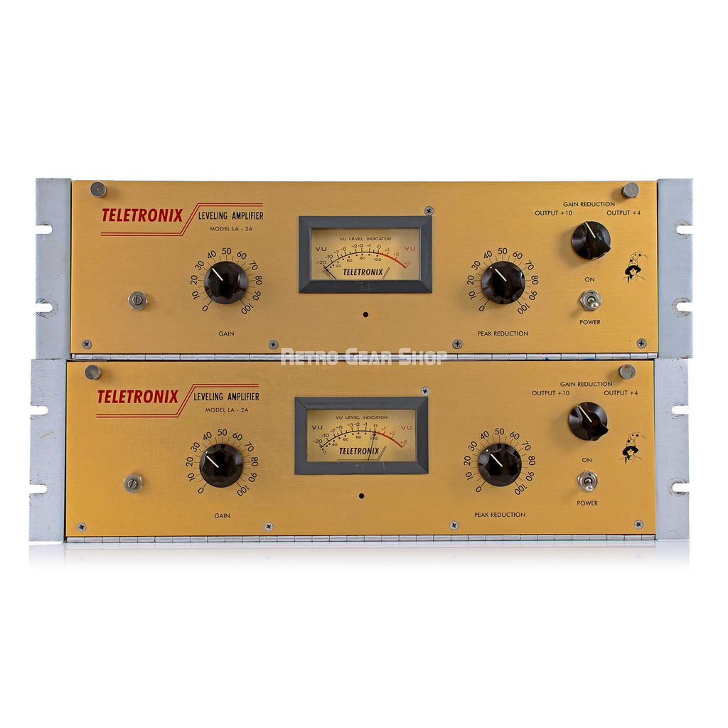 Teletronix Urei Leveling Amplifier Model LA-2A Pair Custom Gold Faceplates Vintage Rare