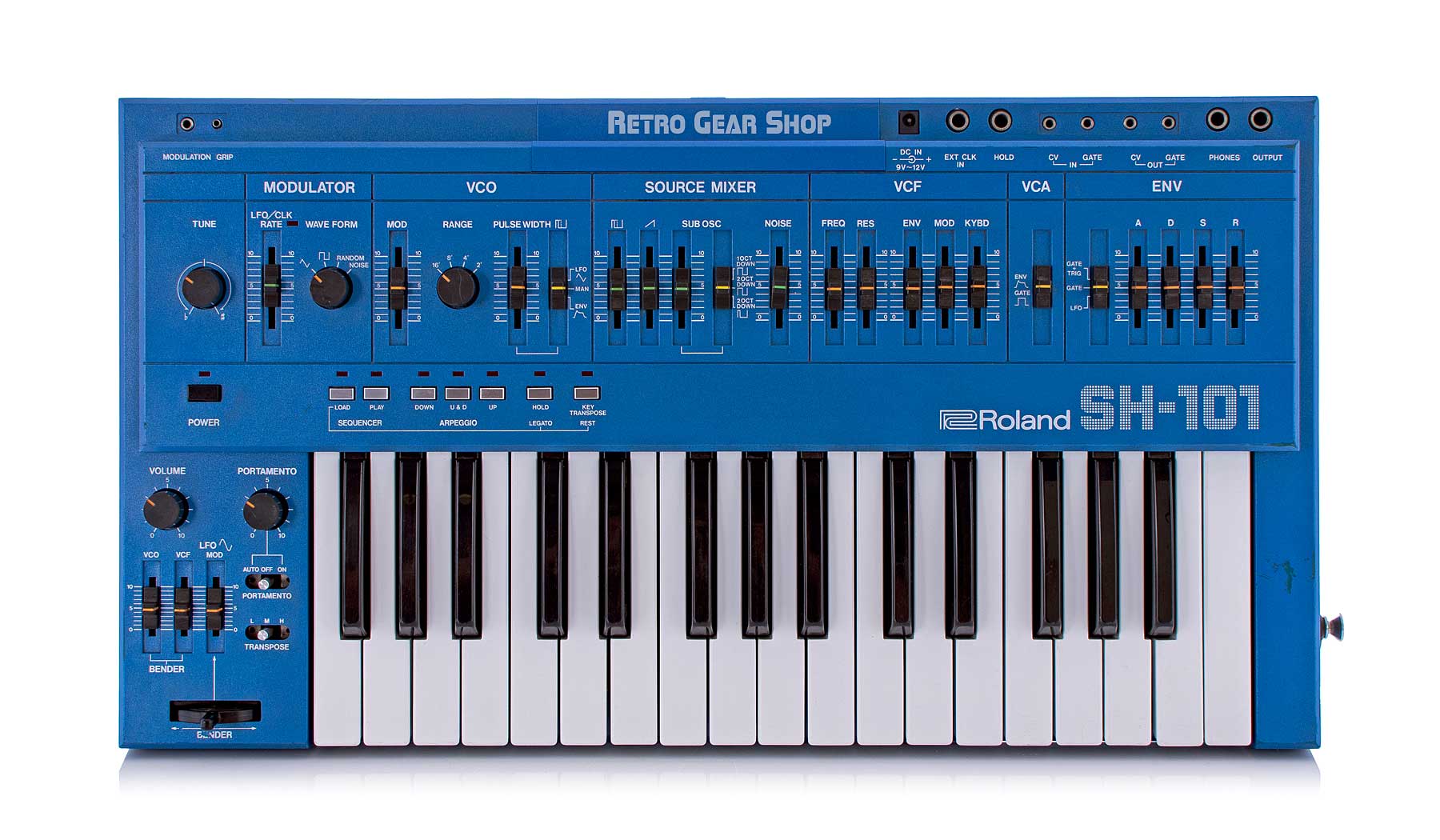 Roland SH-101 Blue + MG-1 Mod Grip Serviced + Cover + Strap Analog