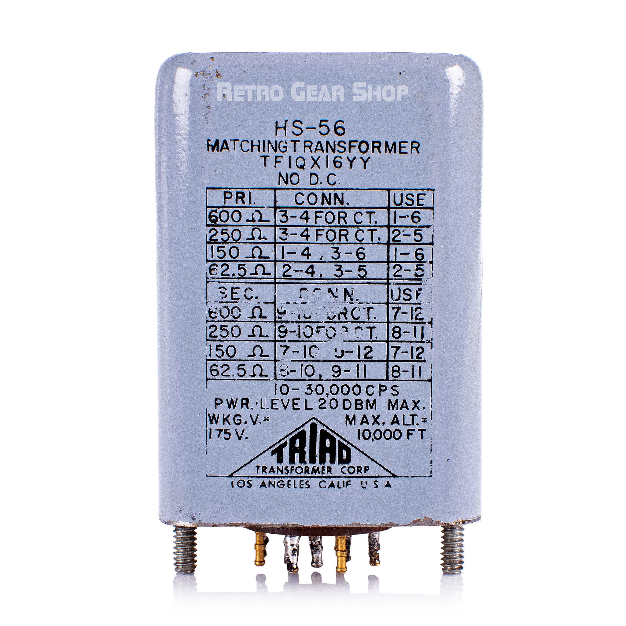 Triad HS56 Matching Transformer Vintage Rare NOS Retro Gear Shop