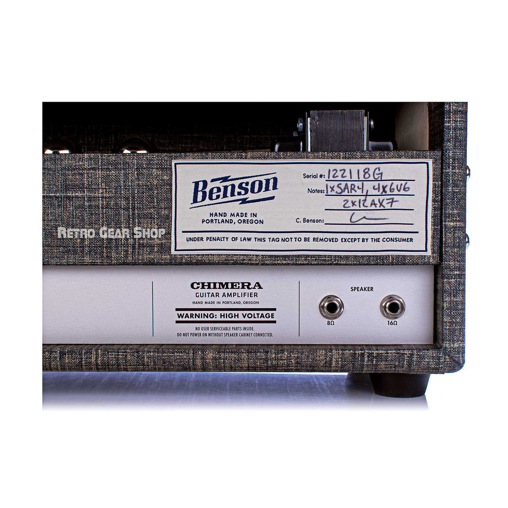 Benson Amps Chimera Head Night Moves Serial Badge Specs
