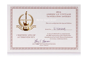 Fender Stratocaster 60th Anniversary 1954 Reissue 2014 Sunburst Certificate of Authenticity