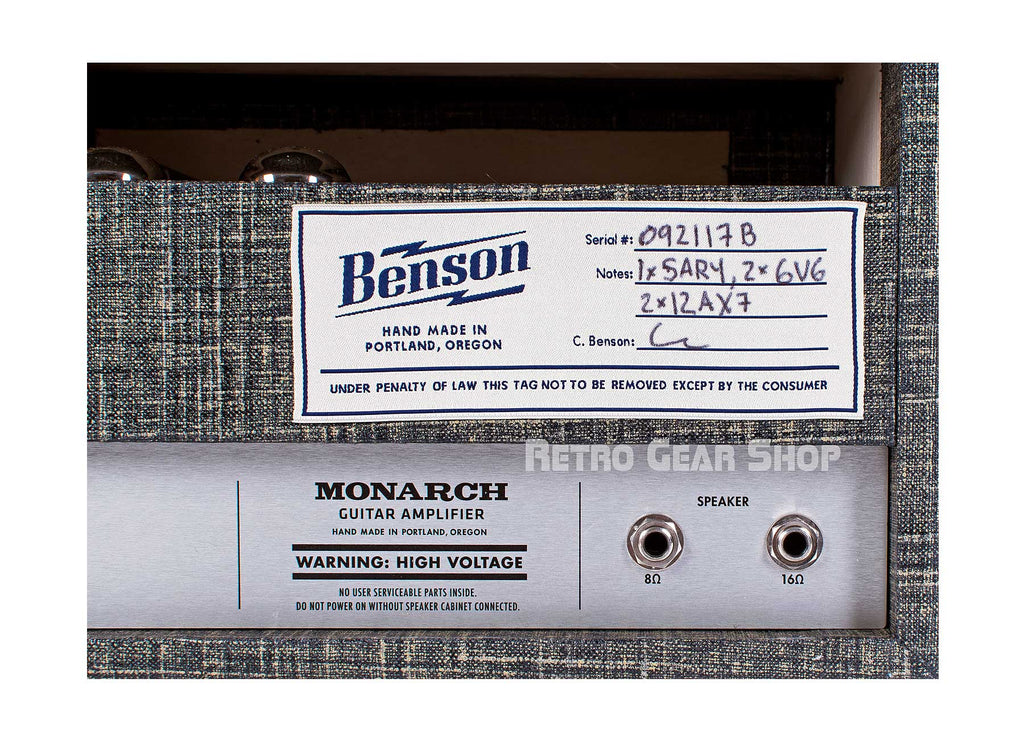 Benson Amps Monarch Head Night Moves Serial Badge Specs