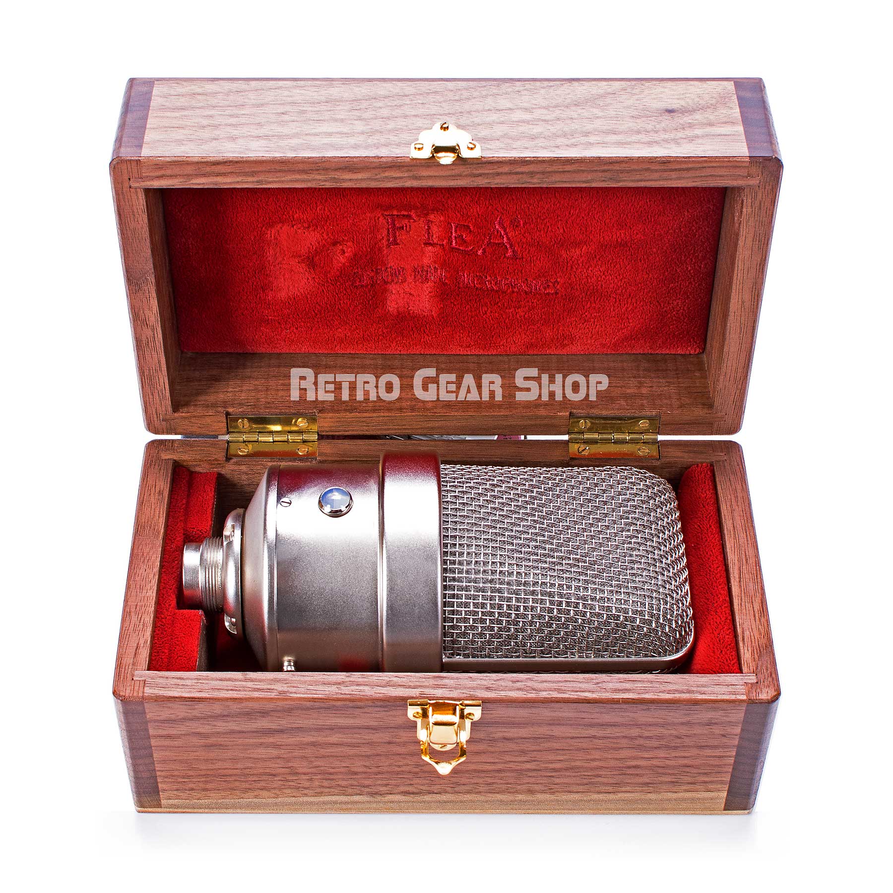 FLEA Microphones 250 Mic Case Wood Box Open