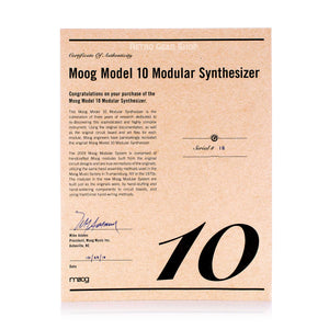 Moog Model 10 Modular Certificate of Authenticity