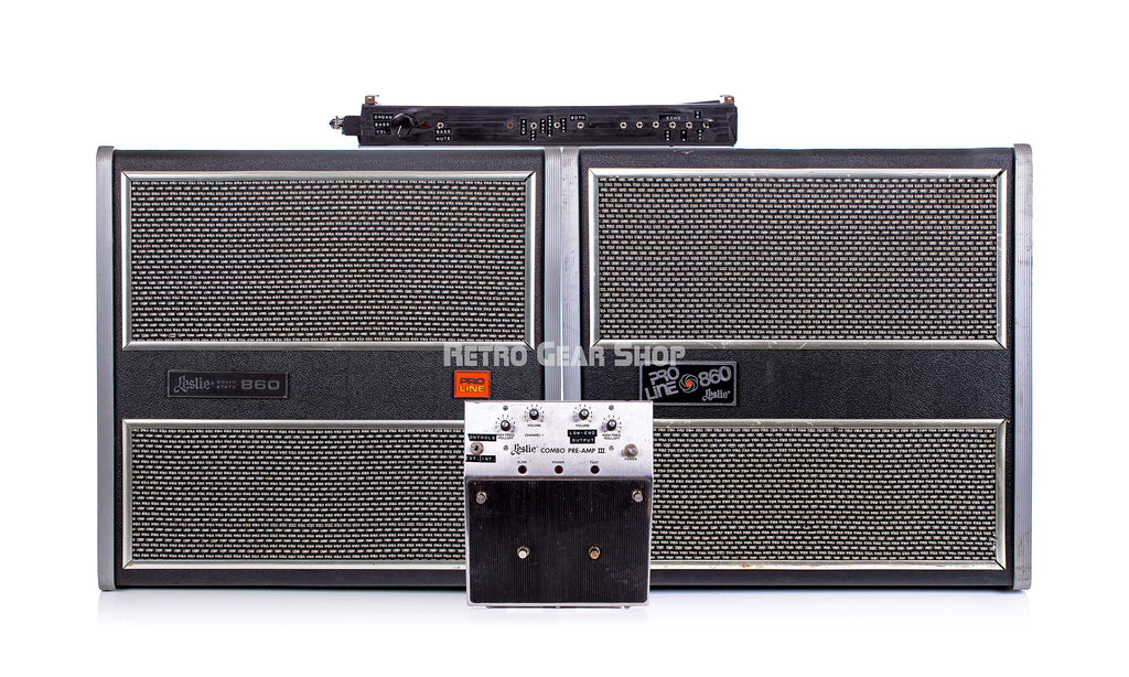 Leslie Proline Model 860 Speaker Amplifier Preamp Remote Set Pair Vintage Rare