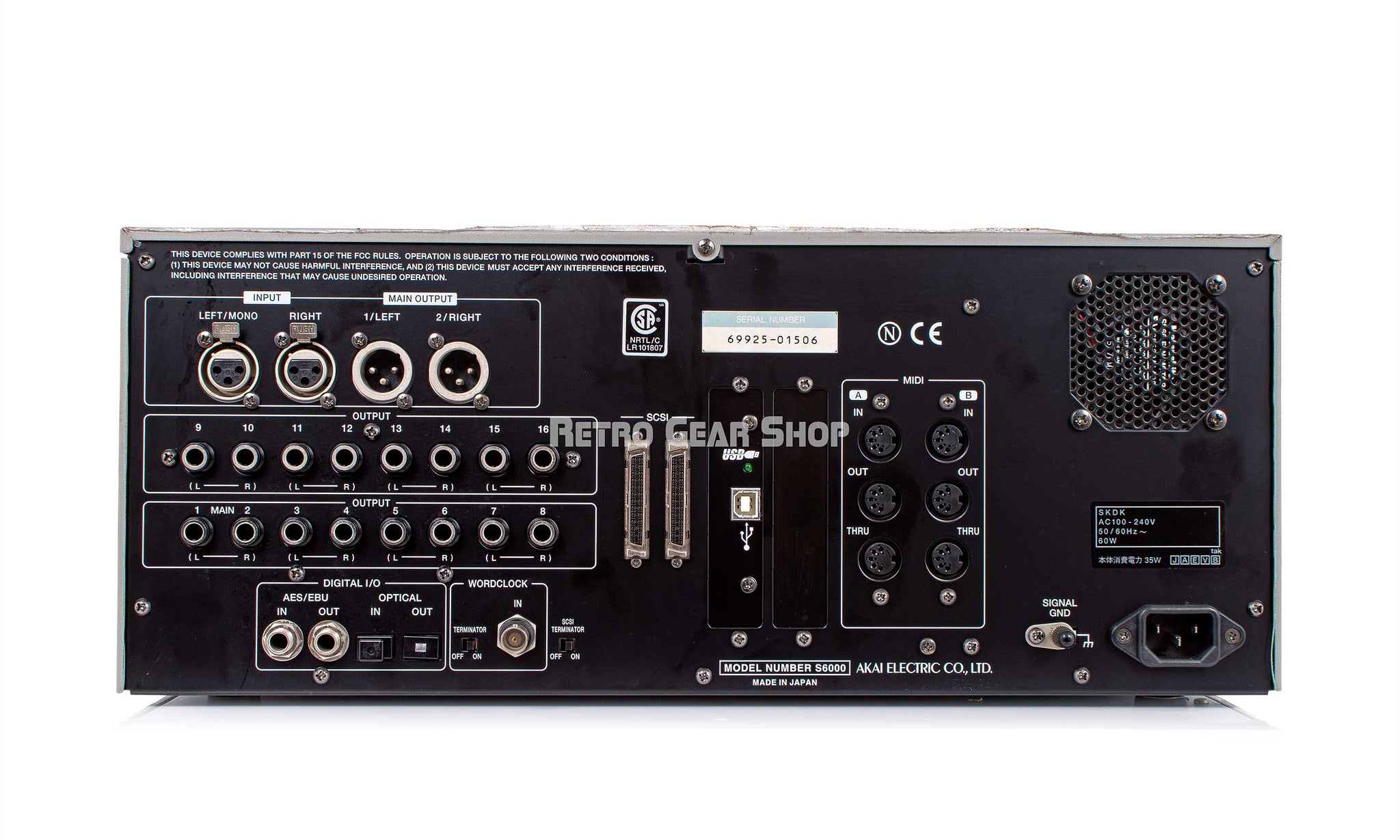 Akai S6000 Sampler Extra Faceplate MIDI Stereo Digital Synthesizer 