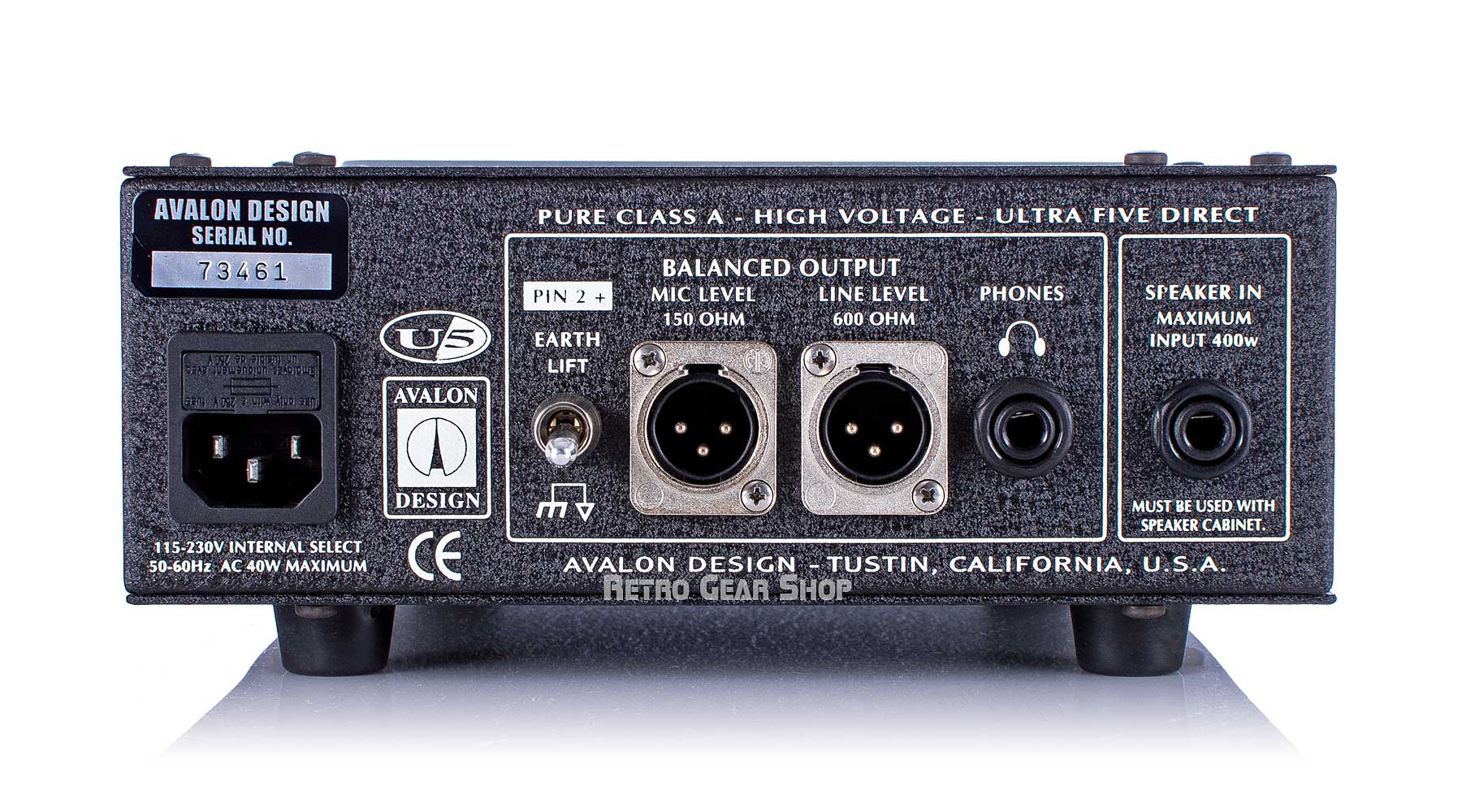 Avalon U5 Direct Box Instrument Preamplifier Class A Active DI