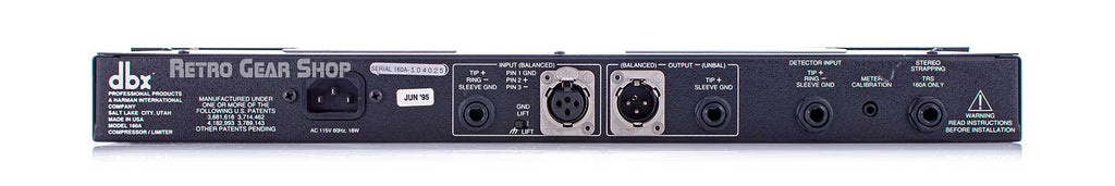 dbx 160A Compressor Limiter x3 DHRS Rear